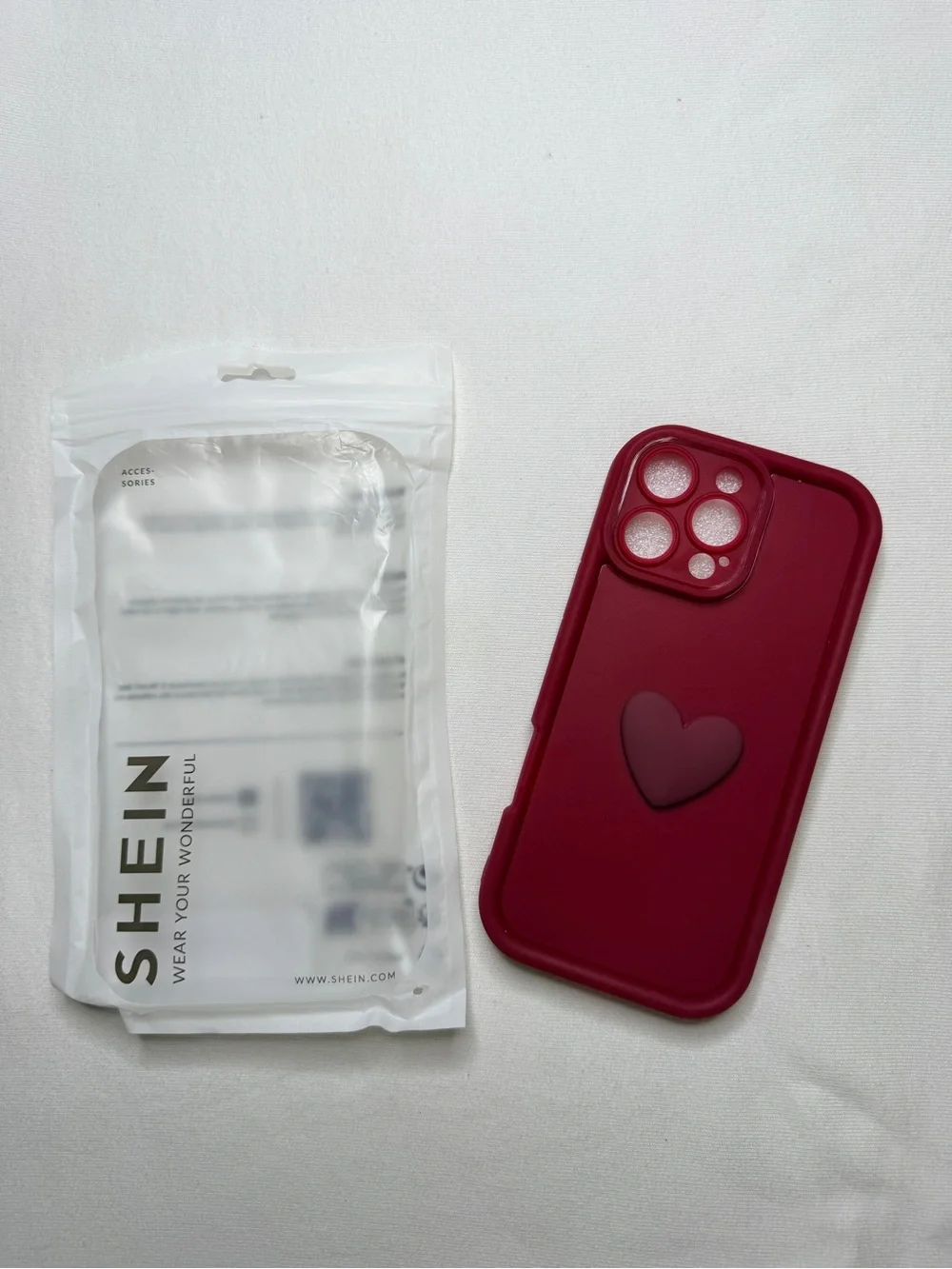 SHEIN Deep Red Heart Silicone iPhone Case 16 Pro Max